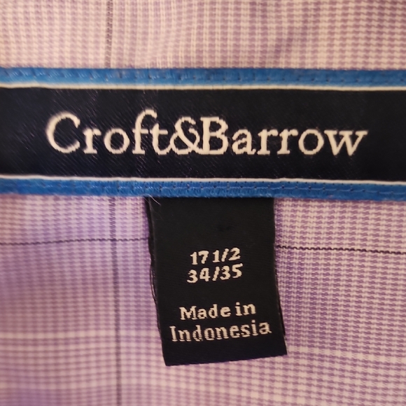 Croft & Barrow Purple Checkered Shirt Mens 17 1/2 34/35 - Picture 1 of 4